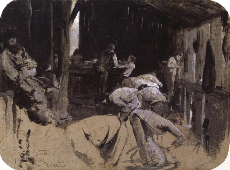 Tom roberts First sketch for Shearing the Rams Germany oil painting art